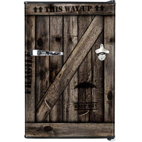 WOODEN CRATE Design Retro Mini Bar Fridge 70 Litre Schmick Brand With Opener - Model BC70B-WC