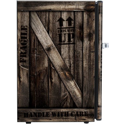 WOODEN CRATE Design Retro Mini Bar Fridge 70 Litre Schmick Brand With Opener - Model BC70B-WC