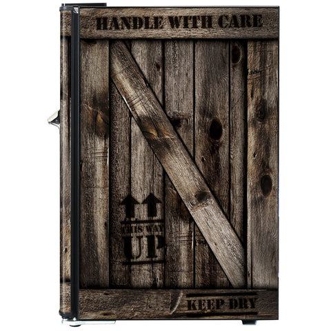 WOODEN CRATE Design Retro Mini Bar Fridge 70 Litre Schmick Brand With Opener - Model BC70B-WC