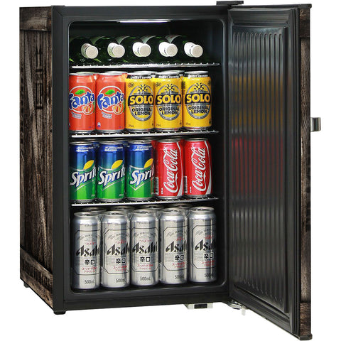 WOODEN CRATE Design Retro Mini Bar Fridge 70 Litre Schmick Brand With Opener - Model BC70B-WC