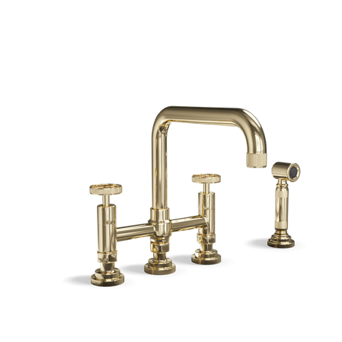Bridge Kitchen Tap with Side Spray — Two-Hole, Swivel Spout | Industriale