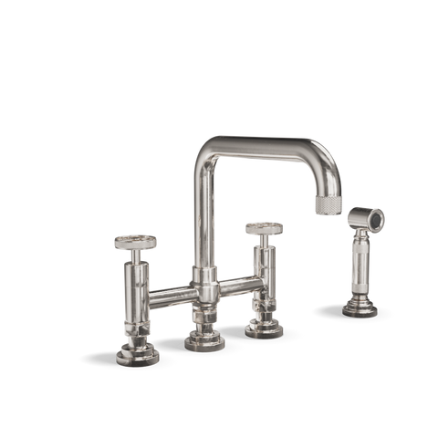 Bridge Kitchen Tap with Side Spray — Two-Hole, Swivel Spout | Industriale