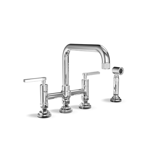 Bridge Kitchen Tap with Side Spray — Two-Hole, Swivel Spout | Industriale