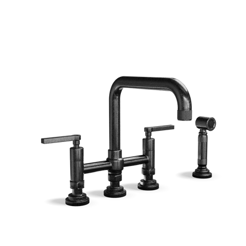 Bridge Kitchen Tap with Side Spray — Two-Hole, Swivel Spout | Industriale