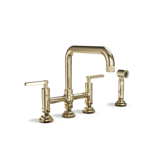 Bridge Kitchen Tap with Side Spray — Two-Hole, Swivel Spout | Industriale