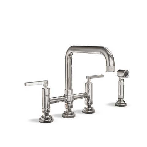 Bridge Kitchen Tap with Side Spray — Two-Hole, Swivel Spout | Industriale