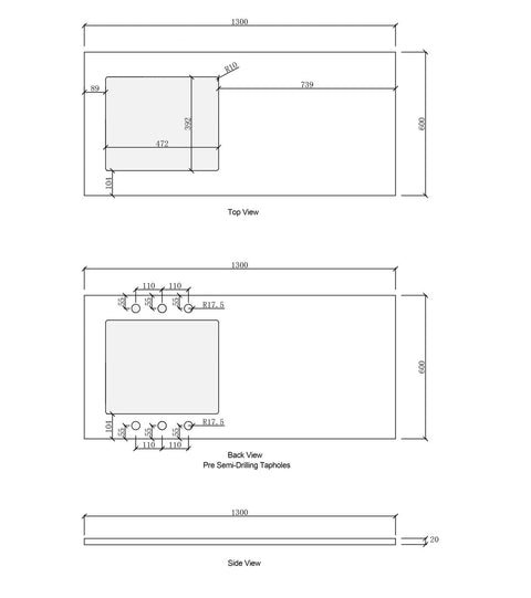 Hampshire Black Laundry Set 1305x600x2100 (Set A)