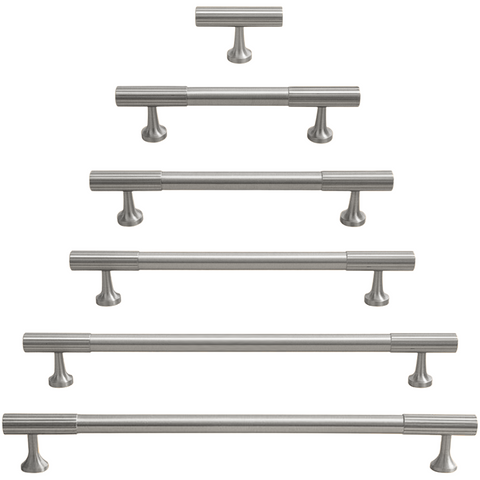 Freya Solid Brass Handle | Satin Nickel (Grooved)