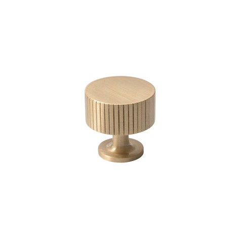 Freya Solid Brass Knob | Satin Brass (Grooved)