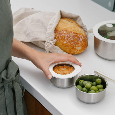 Stainless Steel and Glass Dip Bowls | Set of 2
