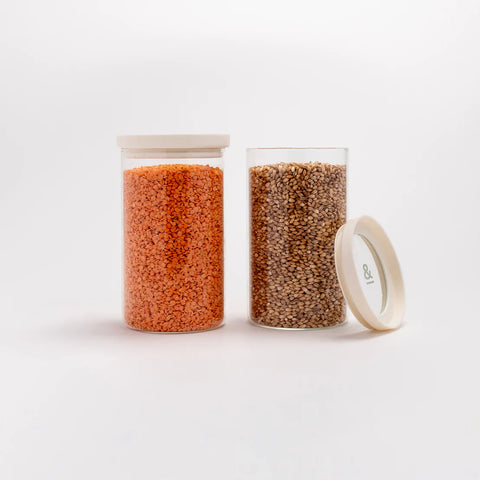 Wategos Round Glass Pantry Jars | Oat Milk