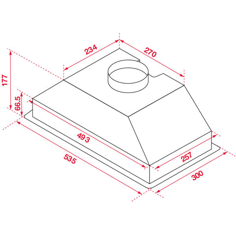 60cm or 90cm Hafele Undermount Built in Rangehood Features: 520 m3/hr extraction2x LED 3W 2700K3 Speed settingsPush pull knob controlsAluminium grease filter68 dBA max noise level Version: 60cm90cm Dimensions. (mm): 60cm = 177 x 535 x 300 (HxWxD) - 4.8kgs