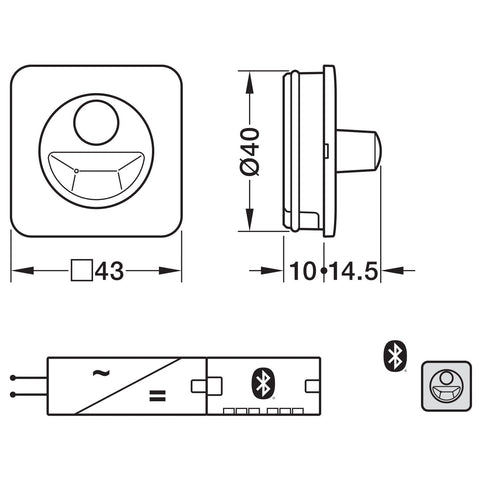 Häfele Connect Mesh motion detector Area of Application: For controlling Häfele Connect Mesh components in a network Configuration: Programming of motion detector and brightness sensor via app to actuate each node of the network Version: Sensor (motion, b