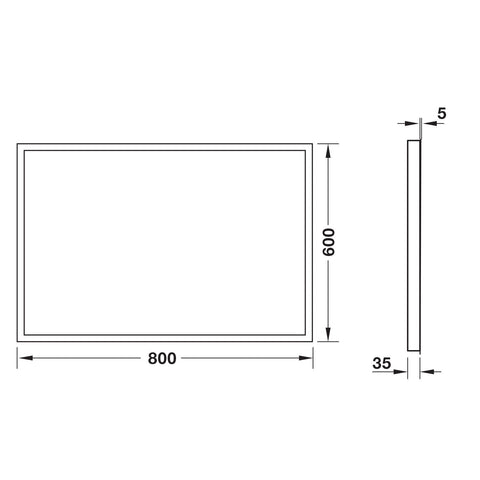 Häfele Rectangle Bathroom Mirror - Demister, illuminated, IP44 Area of Application: Bathroom Features: Colour temperature adjustable, integrated touch sensor on mirror surface, lighting recessed in glass, front light, demister to prevent fogging. Ready-ma