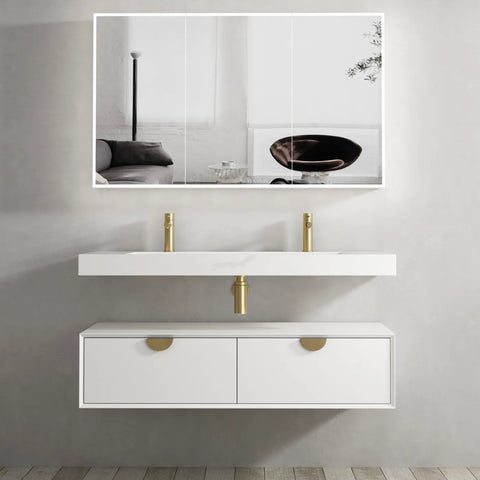 Moonlight Solid Surface Basin with Optional Mixer & Bottle Trap (Rectangle: 1200x460x80)