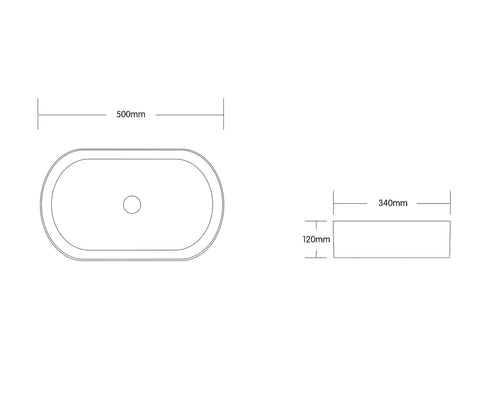 QUAY Matte Grey Ceramic Basin (Oval: 500x340x120)