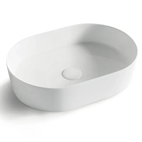 QUAY Gloss White Ceramic Basin (Oval: 500x340x120)