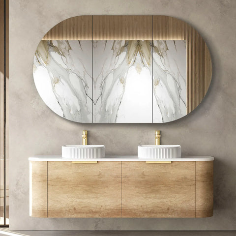 COOGEE Wall Hung Curve Vanity Natural Oak (All Sizes)