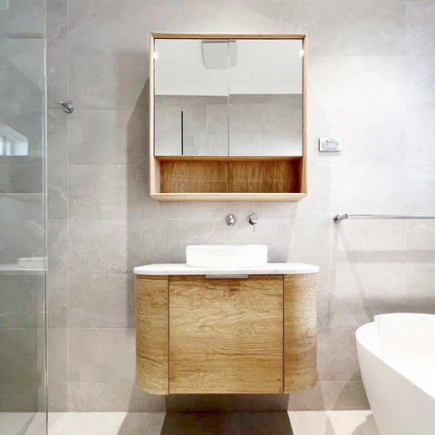 COOGEE Wall Hung Curve Vanity Natural Oak (All Sizes)