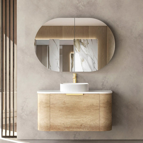 COOGEE Wall Hung Curve Vanity Natural Oak (All Sizes)