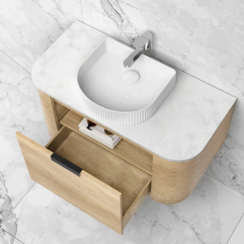 COOGEE Wall Hung Curve Vanity Natural Oak (All Sizes)