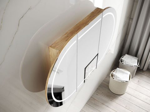 LED COOGEE Shaving Cabinet 1800mm Natural Oak