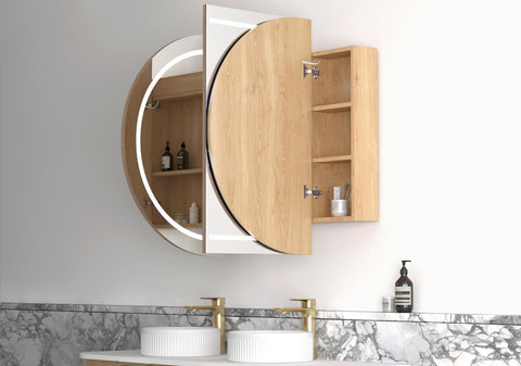 LED COOGEE Shaving Cabinet 1500mm Natural Oak