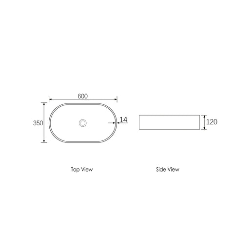 CLAYTON Concrete Linen Basin (Oval: 600x350x120)