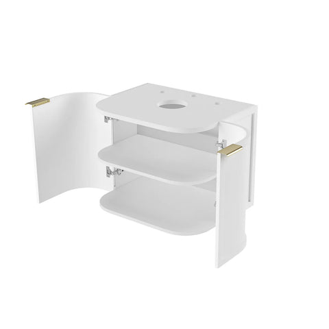 Lancaster Wall Hung Curve Vanity Satin White (All Size)