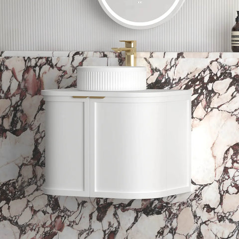 Lancaster Wall Hung Curve Vanity Satin White (All Size)