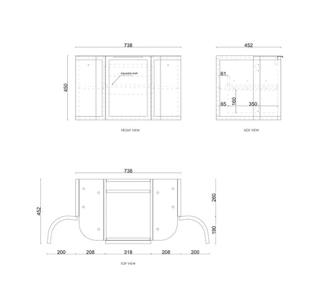 Lancaster Wall Hung Curve Vanity Satin White (All Size)