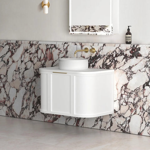 Lancaster Wall Hung Curve Vanity Satin White (All Size)
