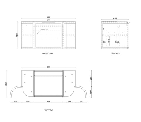 Lancaster Wall Hung Curve Vanity Satin White (All Size)