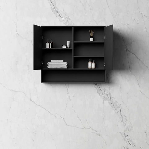 MARLO Mirror Shaving Cabinet 900mm Matte Black