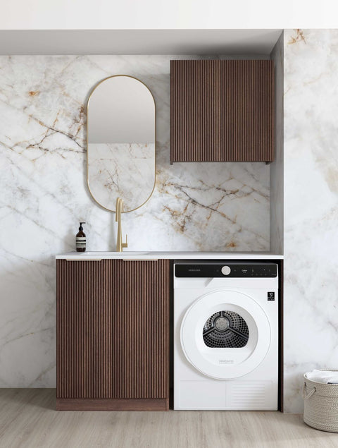 Havana Walnut Laundry Cabinet with Stone Top Set 1305x600x2100mm (Style A)