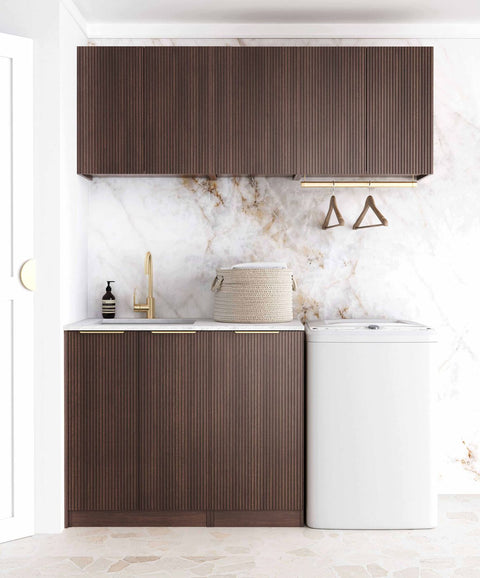 Havana Walnut Laundry Cabinet with Stone Top Set 1715x600x2100mm (Style B)