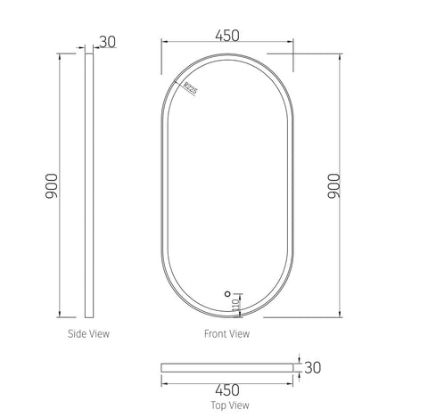 NOOSA LED Oval Metal Frame Mirror 900x450mm Brushed Gold