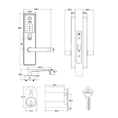 Genesis DL8800, Keyless Digital Entrance Smart Lock 5 in 1. Features: Easy User Guide Videos Multiple access modes: 1. Touchscreen with pin code 2. RFID key card and tag 3. Fingerprint biometrics 4. Mobile App stores up to 300 codes: - 9 x administrator I