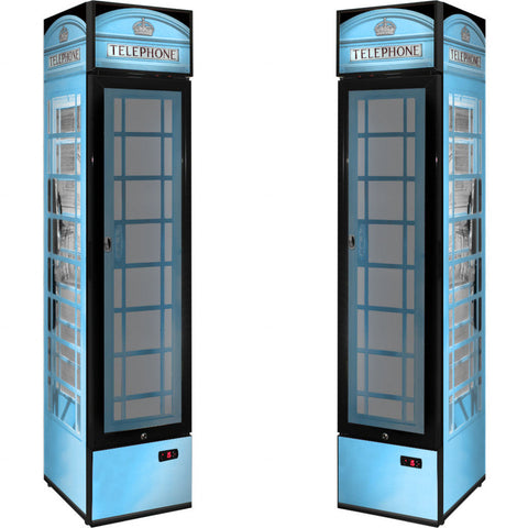 Branded Skinny Upright Bar Fridge With Telephone Box Design - Model SS-P160FA-TB
