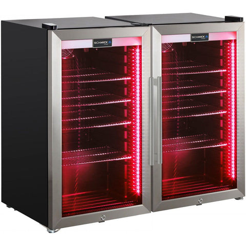 AAA Schmick Outdoor Triple Glazed Alfresco Bar Fridge Combo With LED Strip Lights, Lock and LOW E Glass, indoor use also perfect! - Model HUS-SC88-SS-COMBO