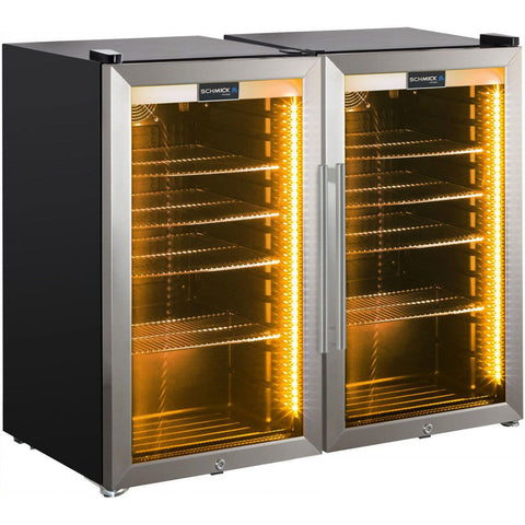 AAA Schmick Outdoor Triple Glazed Alfresco Bar Fridge Combo With LED Strip Lights, Lock and LOW E Glass, indoor use also perfect! - Model HUS-SC88-SS-COMBO