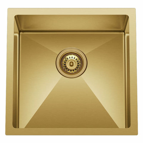 Single Sink Stainless Steel 550mm x 450mm x 230mm - Brushed Brass Gold