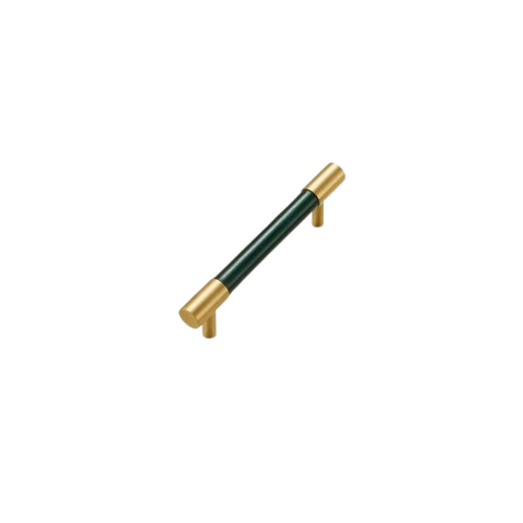 Kara Solid Brass & Leather Handle | Gold & Green