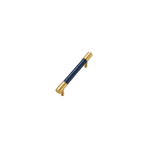 Kara Solid Brass & Leather Handle | Gold & Blue