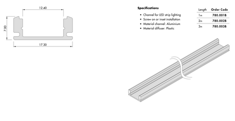 LED Strip Channel – Black Aluminium, Inset / Screw-On Mount