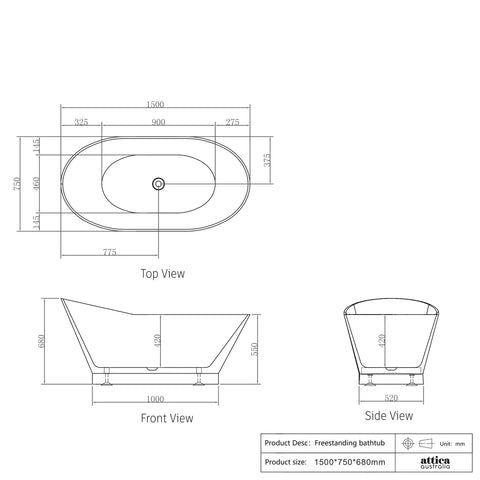 Medina Freestanding Non-Overflow Bathtub