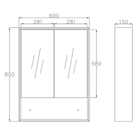 MARLO Mirror Shaving Cabinet 600mm Matte Black
