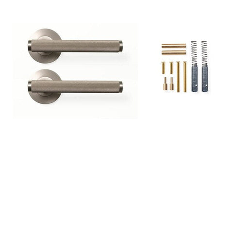 Momo Bellevue Knurled Dummy Lever Door Handle Set Dull Brushed Nickel