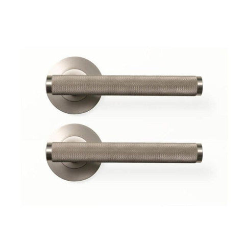 Momo Bellevue Knurled Dummy Lever Door Handle Set Dull Brushed Nickel