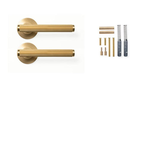 Momo Bellevue Lined Dummy Lever Door Handle Set Brushed Satin Brass